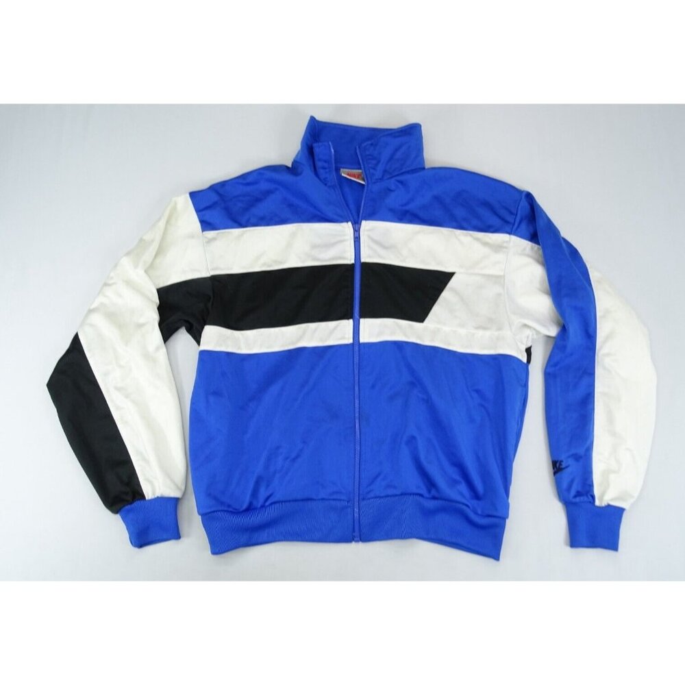 Vintage 90s Nike Polyester Track Jacket Mens Size L Color Block Blue Full Zip